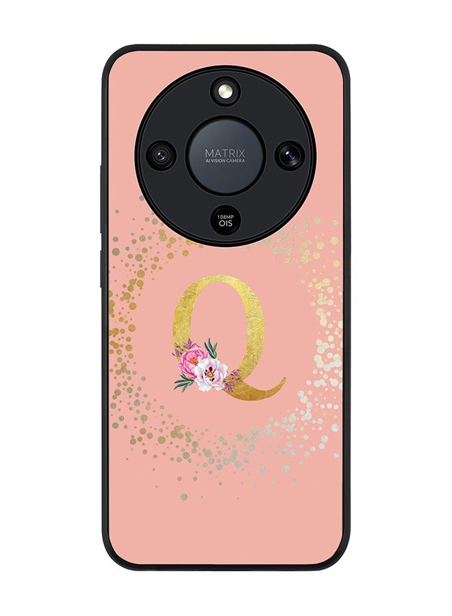 For Honor X9d / Magic8 Lite / X70 Case,Slim fit Camera Protection, Shockproof Thin Phone cover  - Custom Monogram Floral - Q  (Rose Pink )